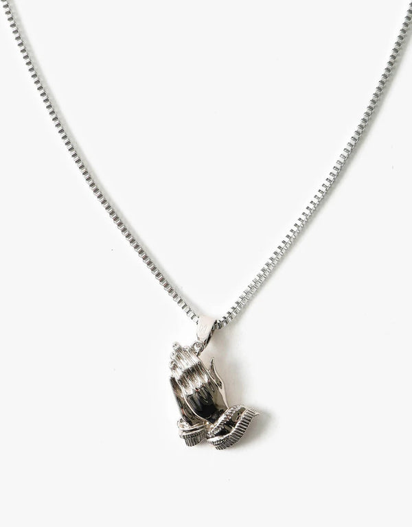 The 'Grace' Praying Hands Pendant - White Gold