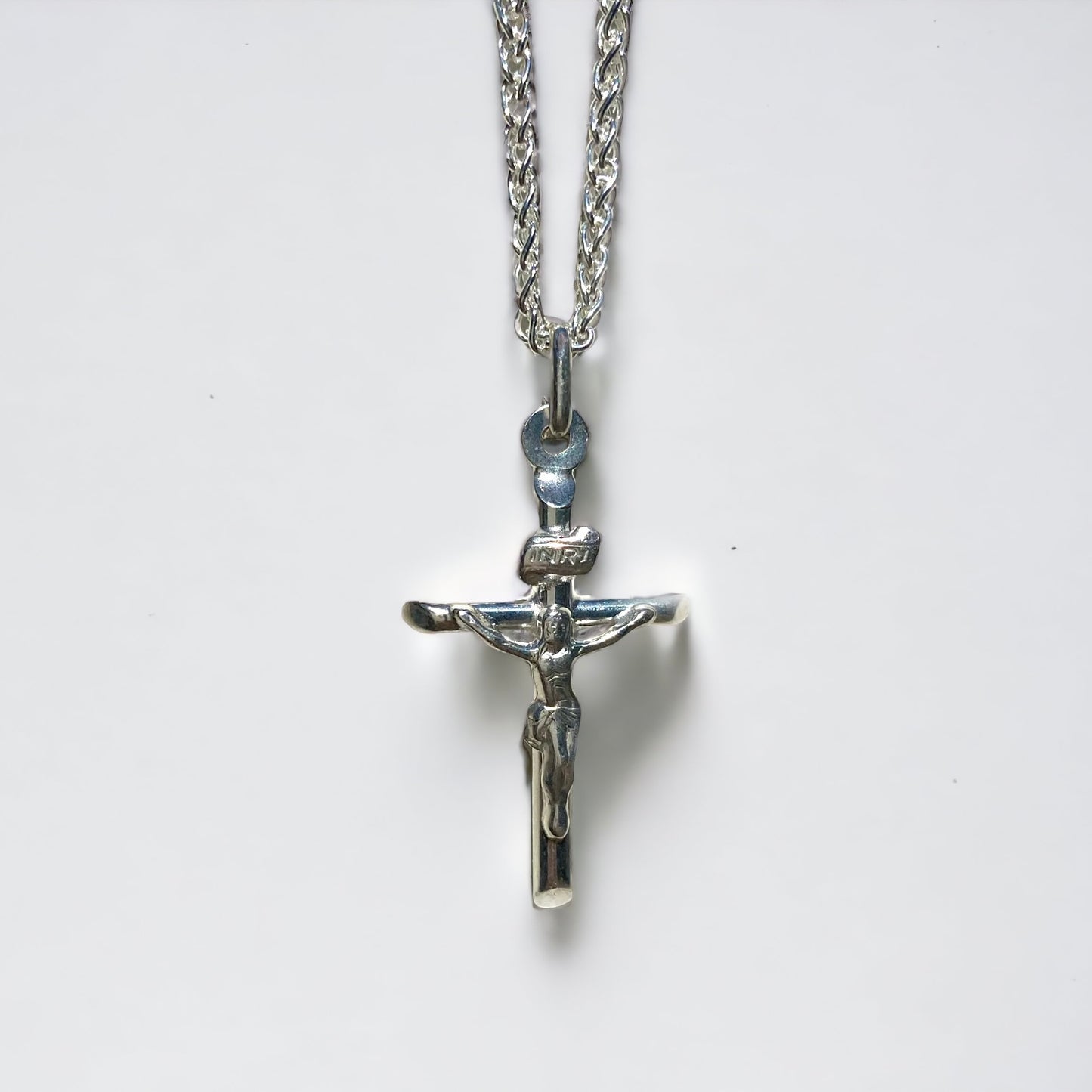 Jesus Cross Pendant Necklace Sterling Silver