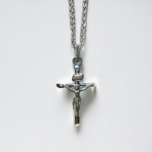 Small Jesus Cross Pendant Necklace 925 Sterling Silver