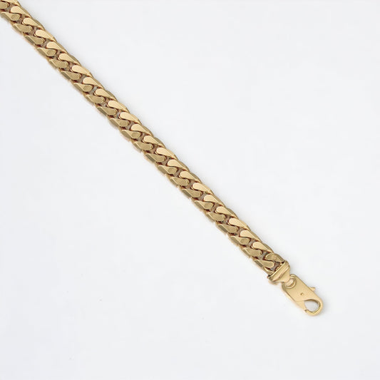 9mm 9K Solid Gold Curb Link Bracelet | 8 Inch