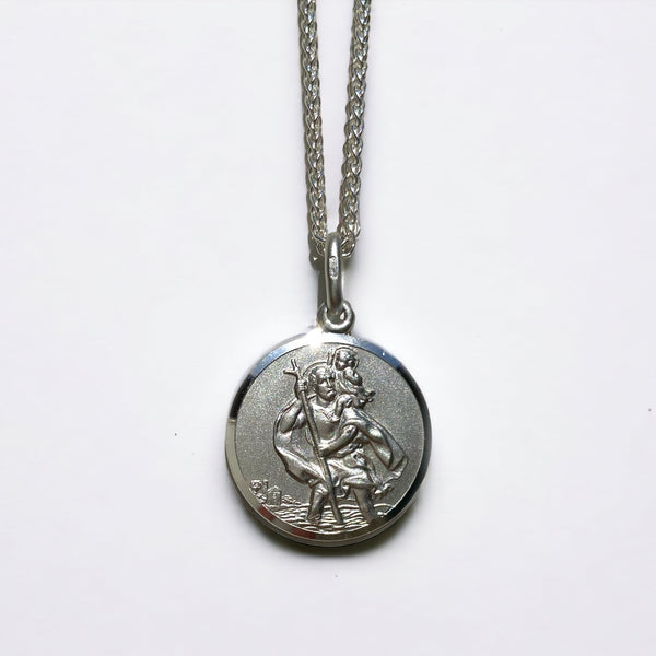 2.2cm Sterling Silver St Christopher Pendant Necklace