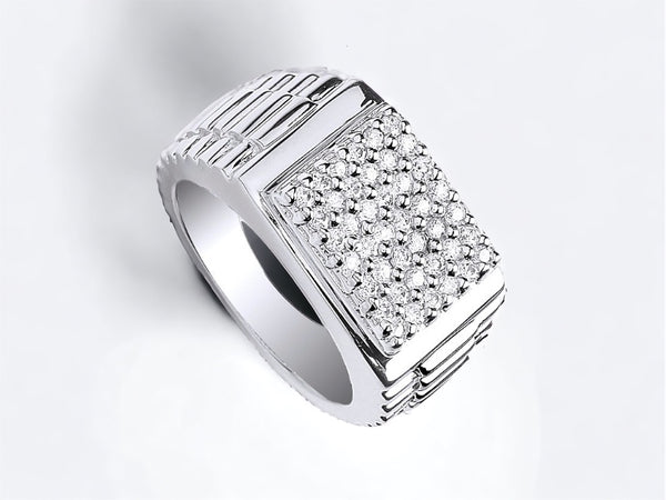 Kilo Square Iced Ring | Sterling Silver CZ