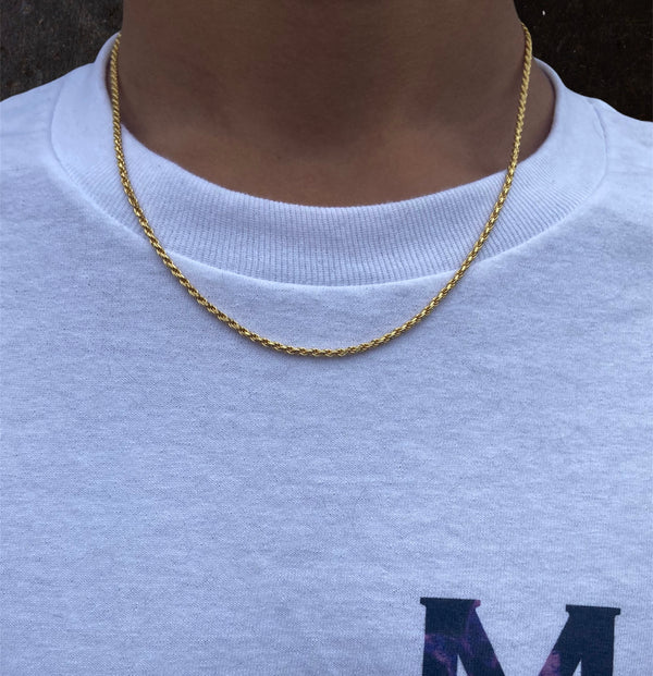 2.2mm Rope Chain Sterling Silver 18K Gold Vermeil