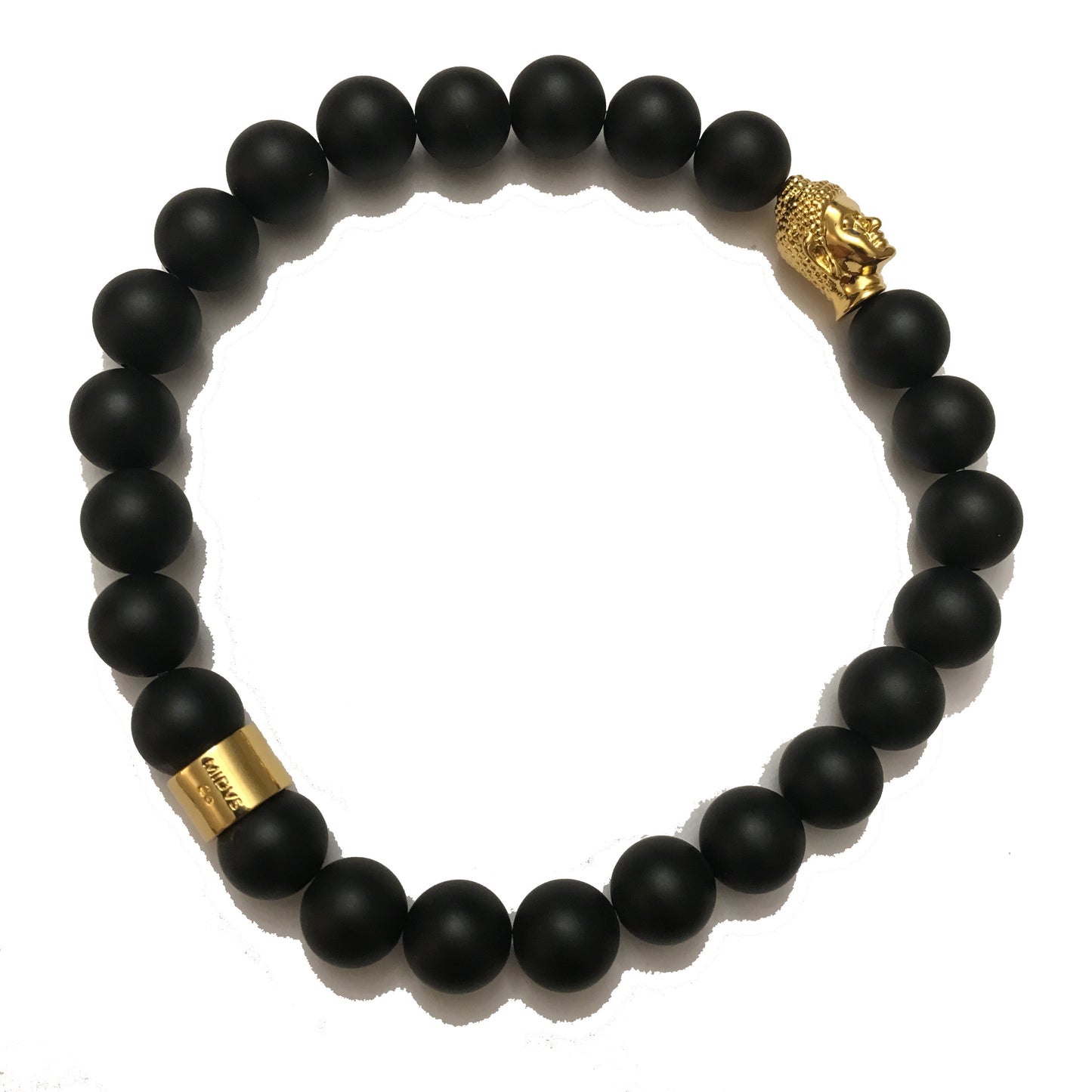 The Buddha Head Beaded Bracelet - Black / Gold