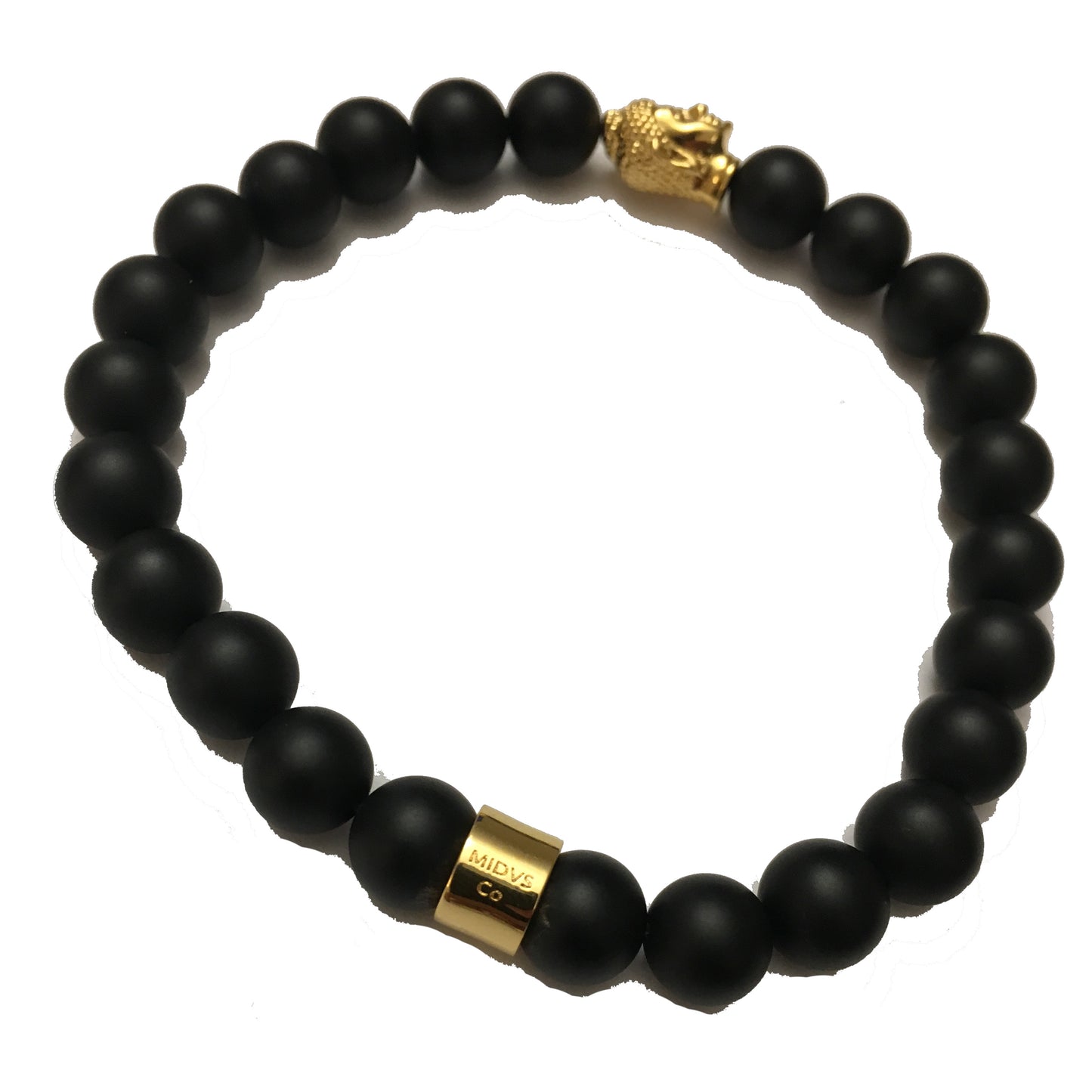 The Buddha Head Beaded Bracelet - Black / Gold