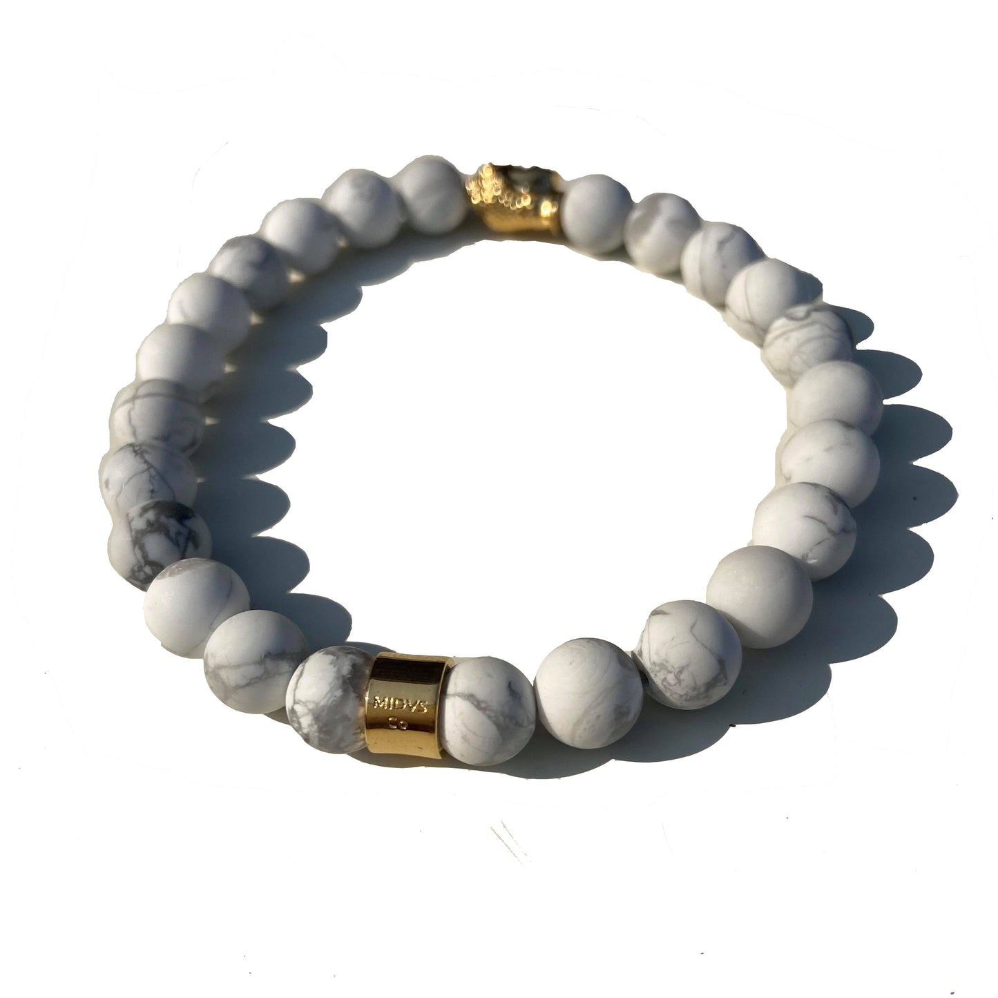 The Buddha Beaded Skull Bracelet - White / Gold